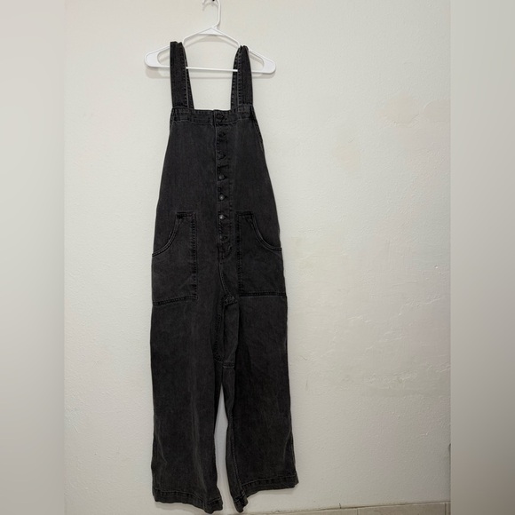 Free People Charcoal Wide Leg Jumpsuit - Picture 2 of 3
